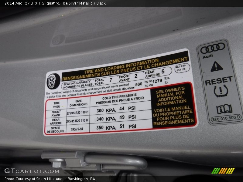 Ice Silver Metallic / Black 2014 Audi Q7 3.0 TFSI quattro