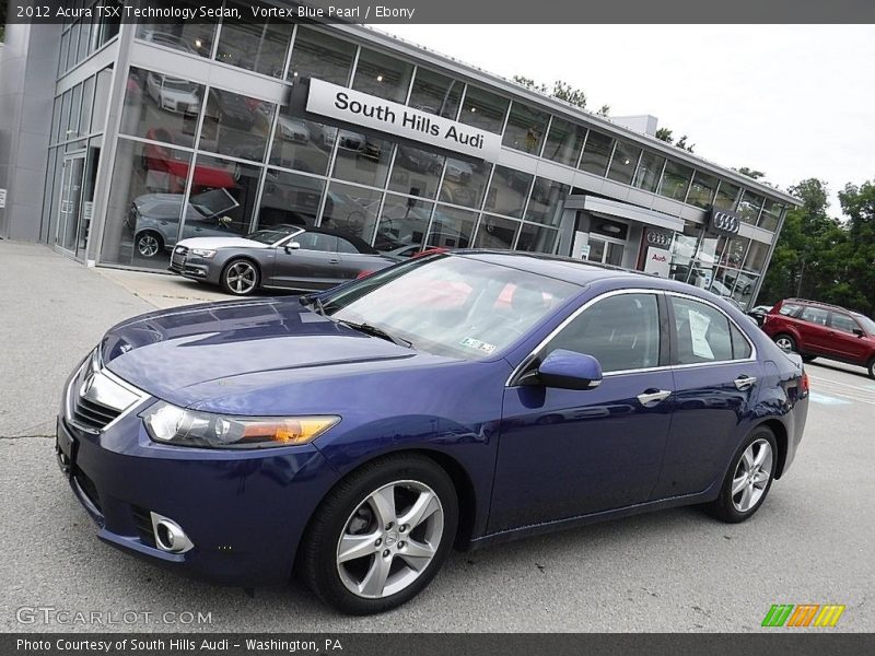 Vortex Blue Pearl / Ebony 2012 Acura TSX Technology Sedan