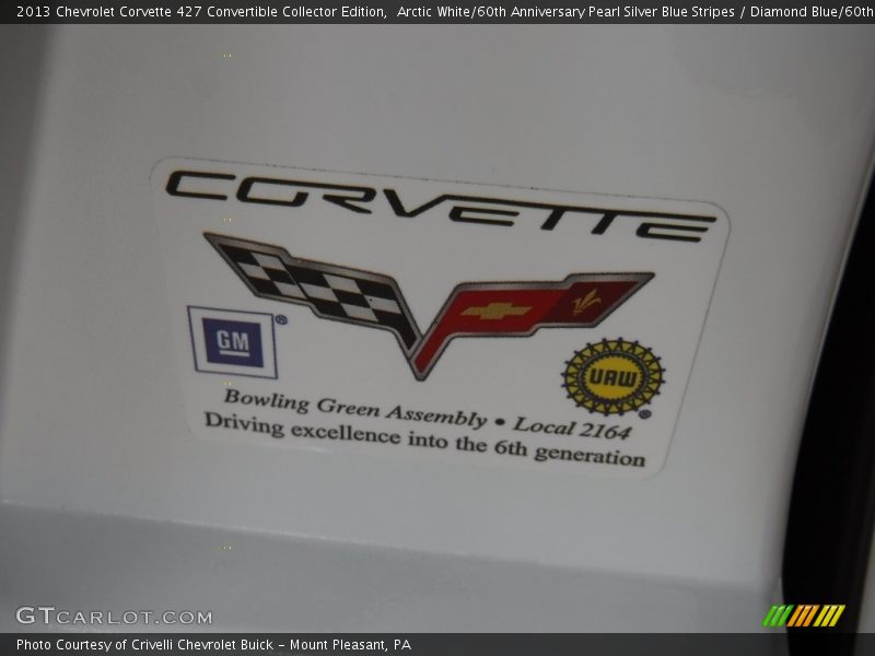 Arctic White/60th Anniversary Pearl Silver Blue Stripes / Diamond Blue/60th Anniversary Design Package 2013 Chevrolet Corvette 427 Convertible Collector Edition