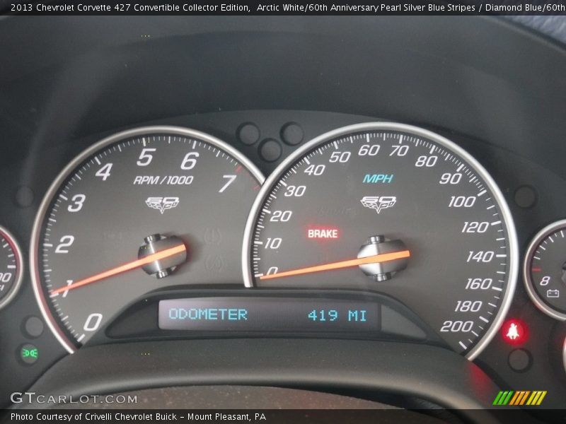 Arctic White/60th Anniversary Pearl Silver Blue Stripes / Diamond Blue/60th Anniversary Design Package 2013 Chevrolet Corvette 427 Convertible Collector Edition