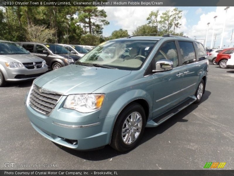 Clearwater Blue Pearl / Medium Pebble Beige/Cream 2010 Chrysler Town & Country Limited