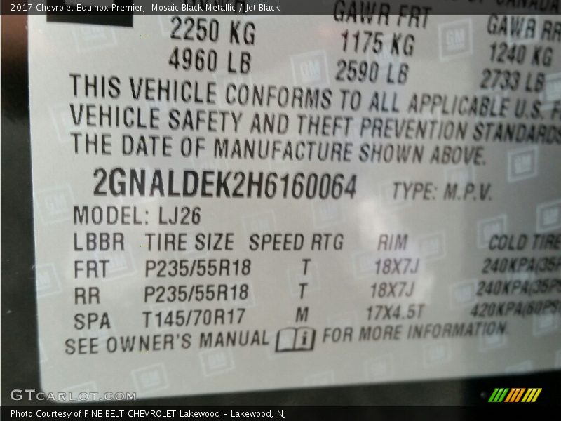Mosaic Black Metallic / Jet Black 2017 Chevrolet Equinox Premier