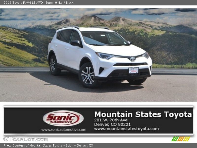 Super White / Black 2016 Toyota RAV4 LE AWD