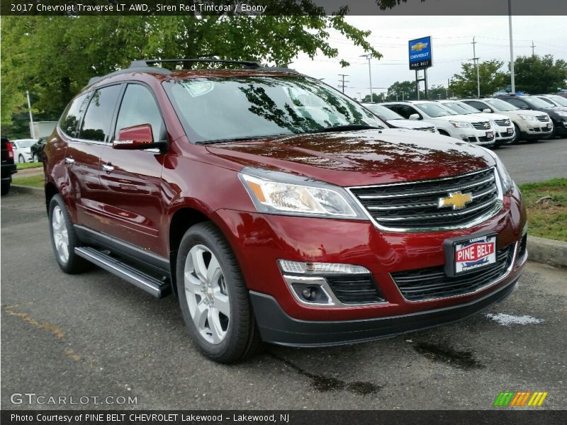 Siren Red Tintcoat / Ebony 2017 Chevrolet Traverse LT AWD