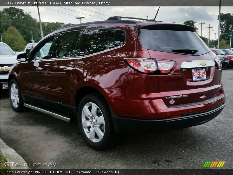 Siren Red Tintcoat / Ebony 2017 Chevrolet Traverse LT AWD