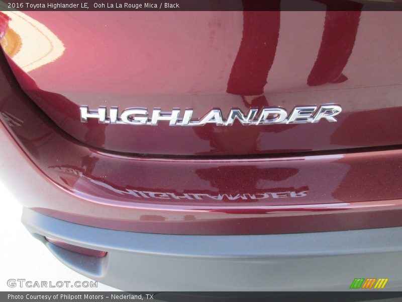 Ooh La La Rouge Mica / Black 2016 Toyota Highlander LE