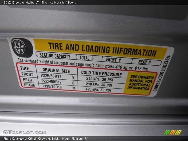 Silver Ice Metallic / Ebony 2012 Chevrolet Malibu LT