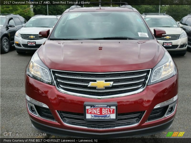 Siren Red Tintcoat / Ebony 2017 Chevrolet Traverse LT AWD
