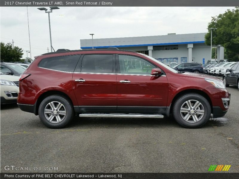 Siren Red Tintcoat / Ebony 2017 Chevrolet Traverse LT AWD