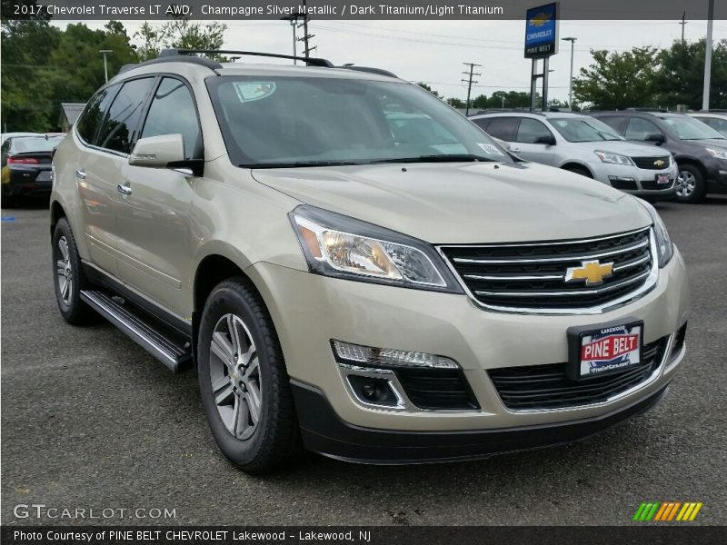 Champagne Silver Metallic / Dark Titanium/Light Titanium 2017 Chevrolet Traverse LT AWD