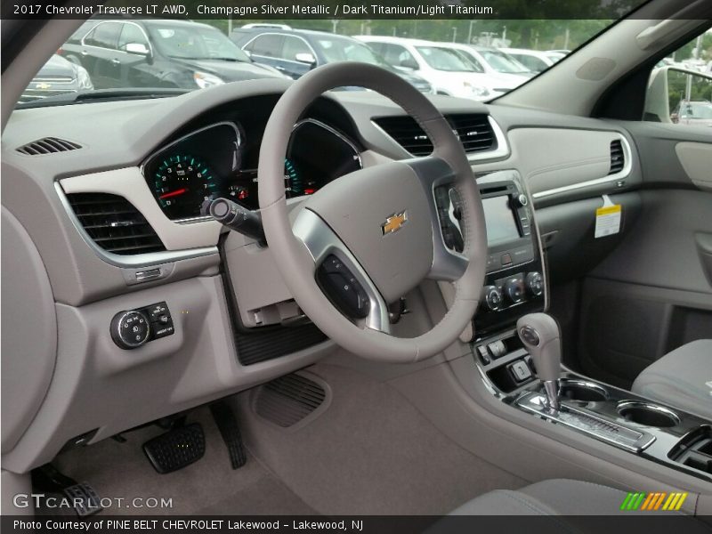 Champagne Silver Metallic / Dark Titanium/Light Titanium 2017 Chevrolet Traverse LT AWD