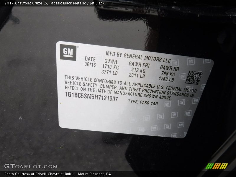 Mosaic Black Metallic / Jet Black 2017 Chevrolet Cruze LS