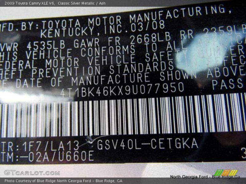 Classic Silver Metallic / Ash 2009 Toyota Camry XLE V6