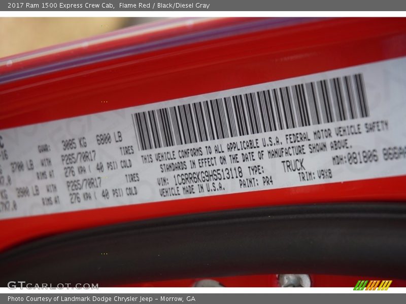 2017 1500 Express Crew Cab Flame Red Color Code PR4