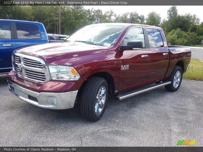 Delmonico Red Pearl / Black/Diesel Gray 2017 Ram 1500 Big Horn Crew Cab 4x4