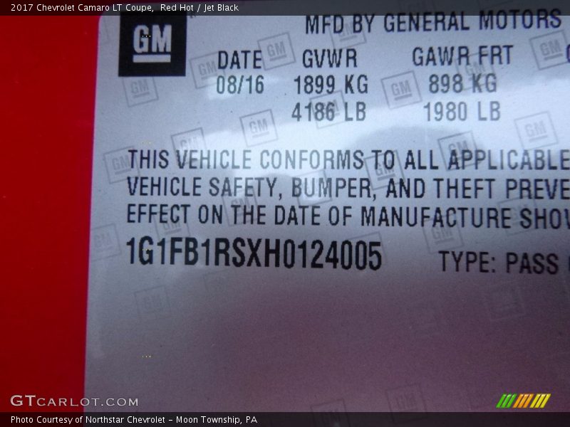 Red Hot / Jet Black 2017 Chevrolet Camaro LT Coupe