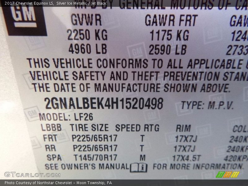 Silver Ice Metallic / Jet Black 2017 Chevrolet Equinox LS
