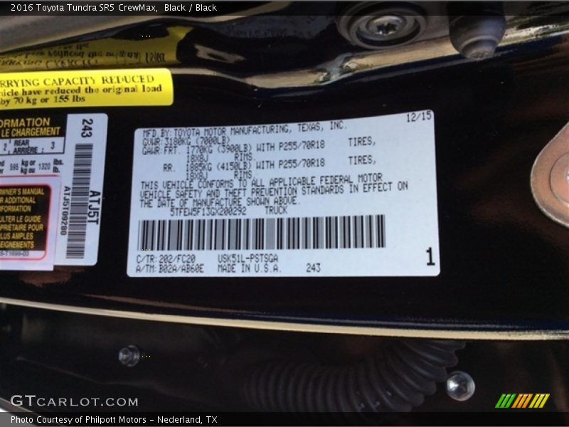 Black / Black 2016 Toyota Tundra SR5 CrewMax