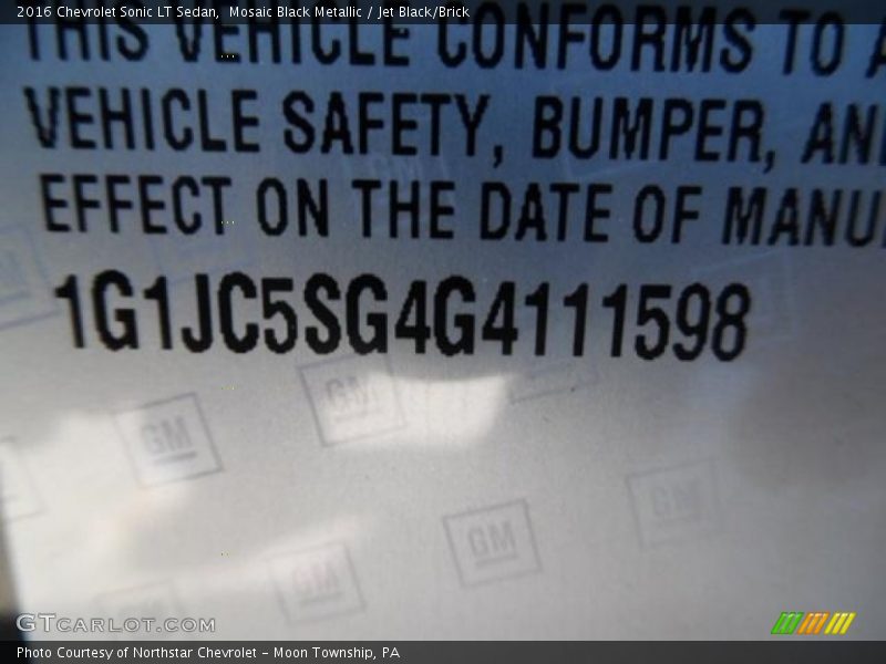 Mosaic Black Metallic / Jet Black/Brick 2016 Chevrolet Sonic LT Sedan