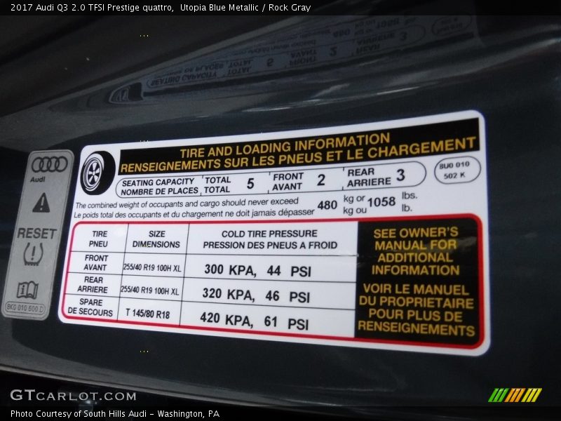 Info Tag of 2017 Q3 2.0 TFSI Prestige quattro
