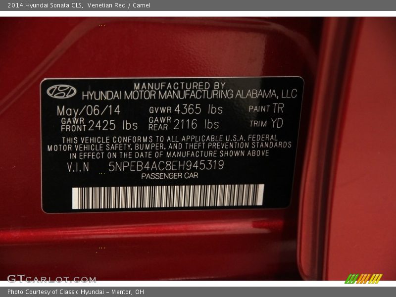 Venetian Red / Camel 2014 Hyundai Sonata GLS
