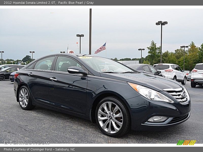 Pacific Blue Pearl / Gray 2012 Hyundai Sonata Limited 2.0T