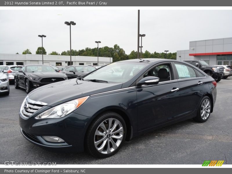 Pacific Blue Pearl / Gray 2012 Hyundai Sonata Limited 2.0T