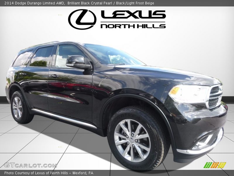 Brilliant Black Crystal Pearl / Black/Light Frost Beige 2014 Dodge Durango Limited AWD