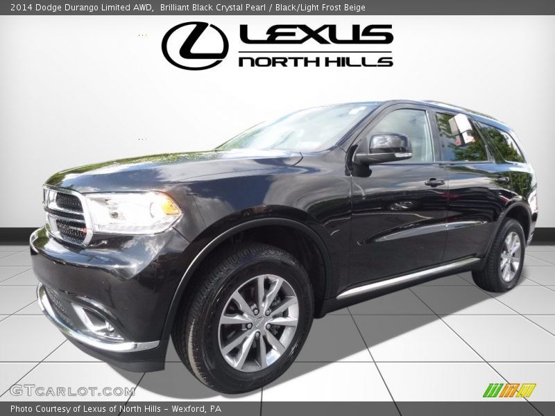 Brilliant Black Crystal Pearl / Black/Light Frost Beige 2014 Dodge Durango Limited AWD