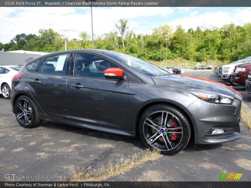 Magnetic / Charcoal Black/Smoke Storm Partial Recaro Leather 2016 Ford Focus ST