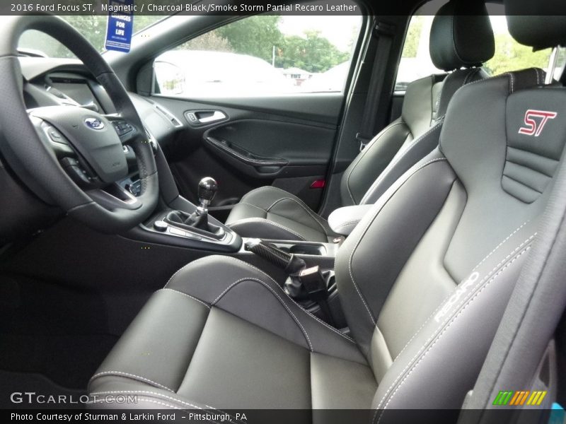 Magnetic / Charcoal Black/Smoke Storm Partial Recaro Leather 2016 Ford Focus ST