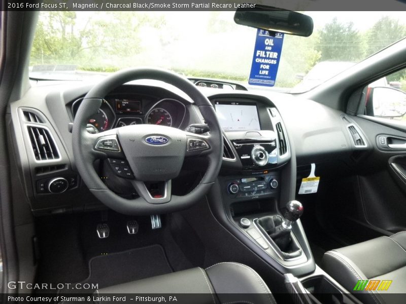 Magnetic / Charcoal Black/Smoke Storm Partial Recaro Leather 2016 Ford Focus ST
