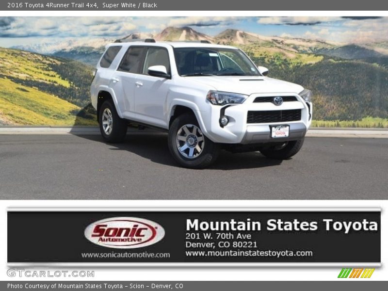Super White / Black 2016 Toyota 4Runner Trail 4x4