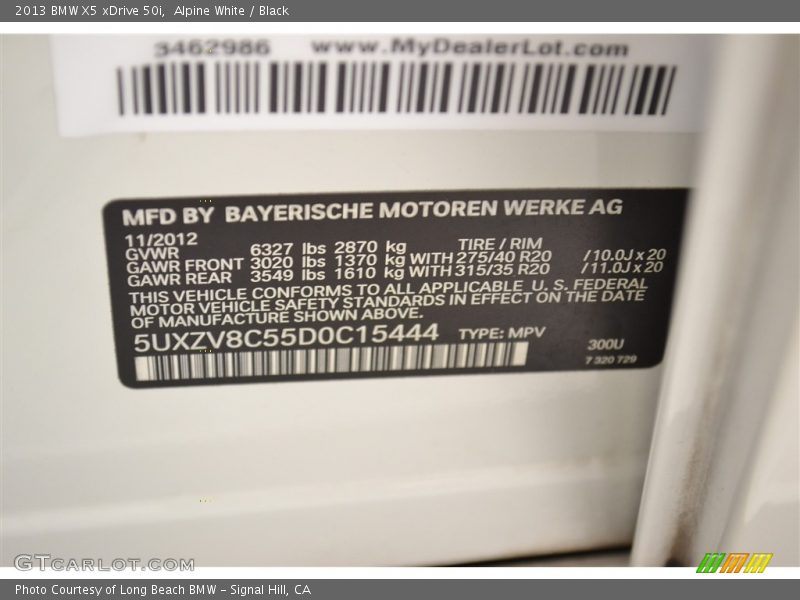 Alpine White / Black 2013 BMW X5 xDrive 50i