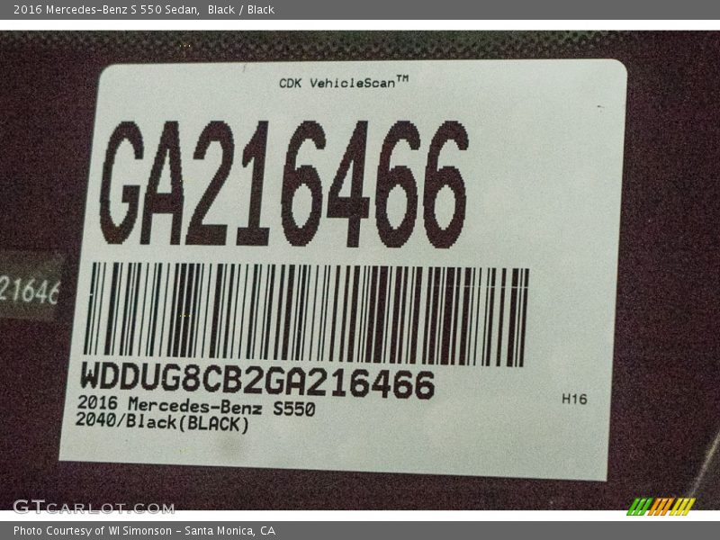 Black / Black 2016 Mercedes-Benz S 550 Sedan