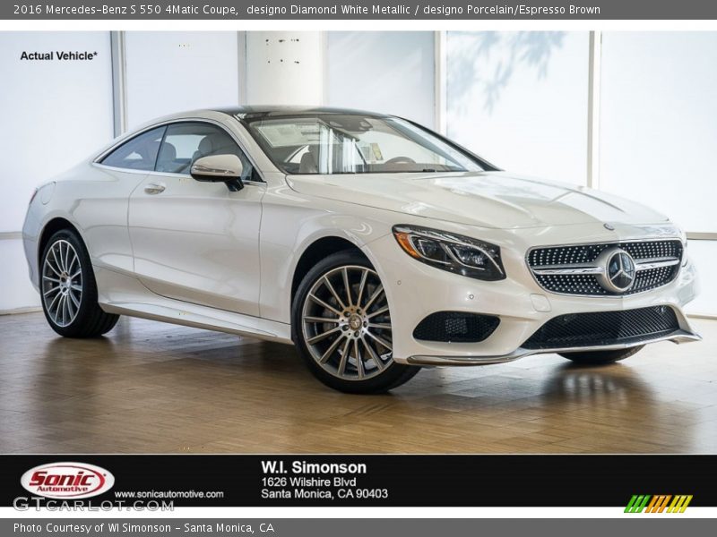 designo Diamond White Metallic / designo Porcelain/Espresso Brown 2016 Mercedes-Benz S 550 4Matic Coupe