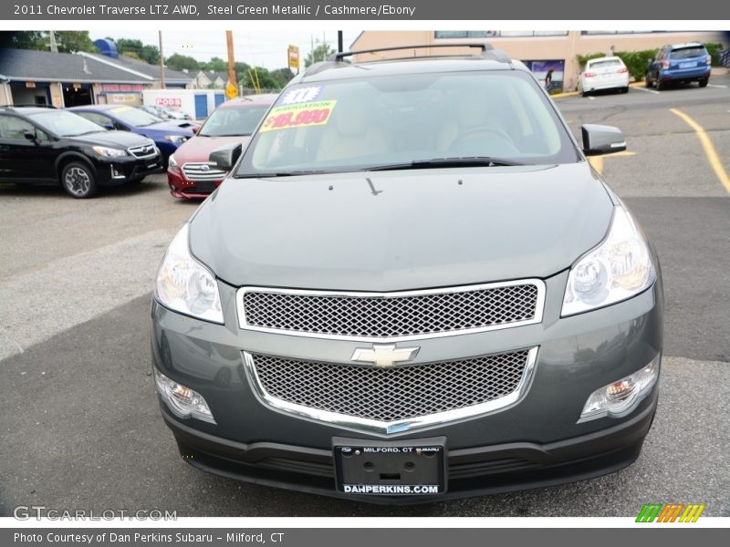 Steel Green Metallic / Cashmere/Ebony 2011 Chevrolet Traverse LTZ AWD