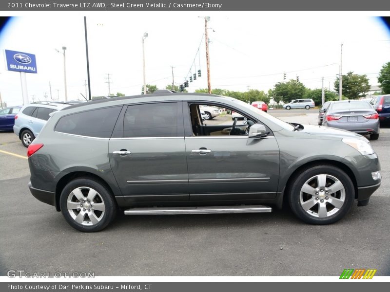 Steel Green Metallic / Cashmere/Ebony 2011 Chevrolet Traverse LTZ AWD