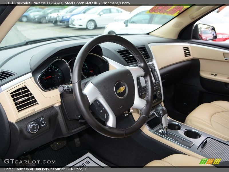Steel Green Metallic / Cashmere/Ebony 2011 Chevrolet Traverse LTZ AWD