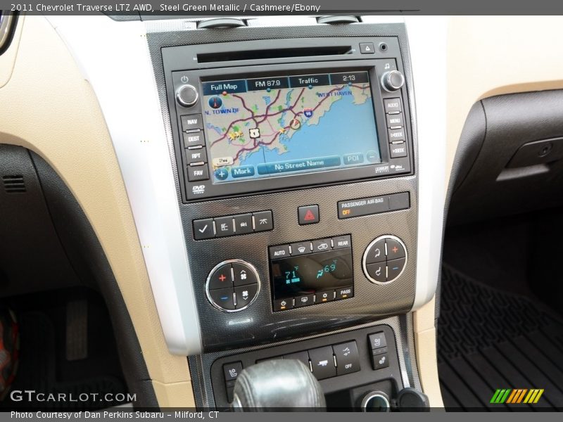 Steel Green Metallic / Cashmere/Ebony 2011 Chevrolet Traverse LTZ AWD