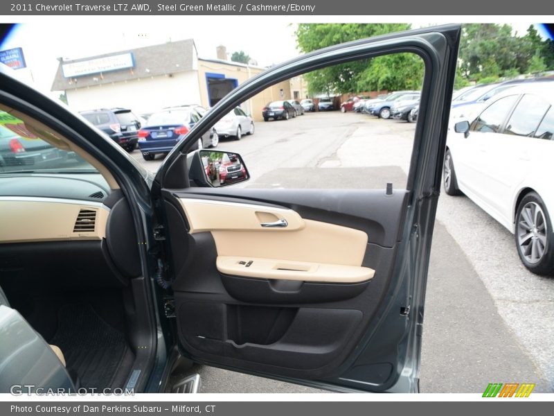 Steel Green Metallic / Cashmere/Ebony 2011 Chevrolet Traverse LTZ AWD