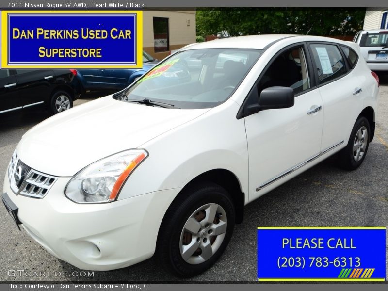 Pearl White / Black 2011 Nissan Rogue SV AWD