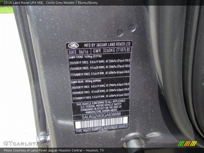 Corris Grey Metallic / Ebony/Ebony 2016 Land Rover LR4 HSE