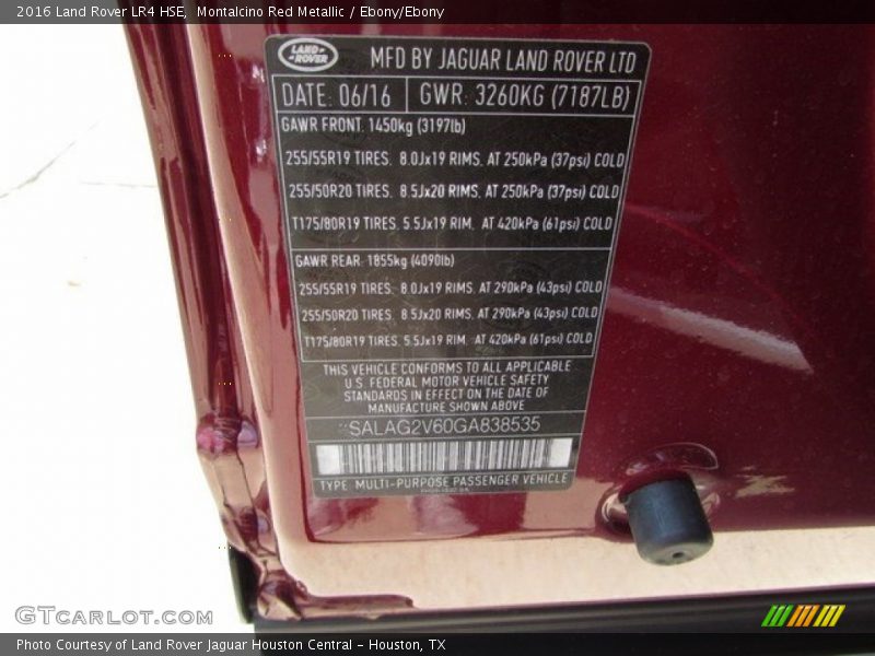 Montalcino Red Metallic / Ebony/Ebony 2016 Land Rover LR4 HSE
