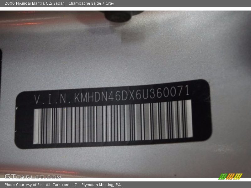 Champagne Beige / Gray 2006 Hyundai Elantra GLS Sedan