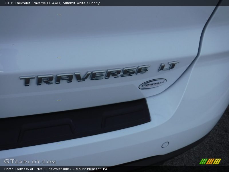 Summit White / Ebony 2016 Chevrolet Traverse LT AWD