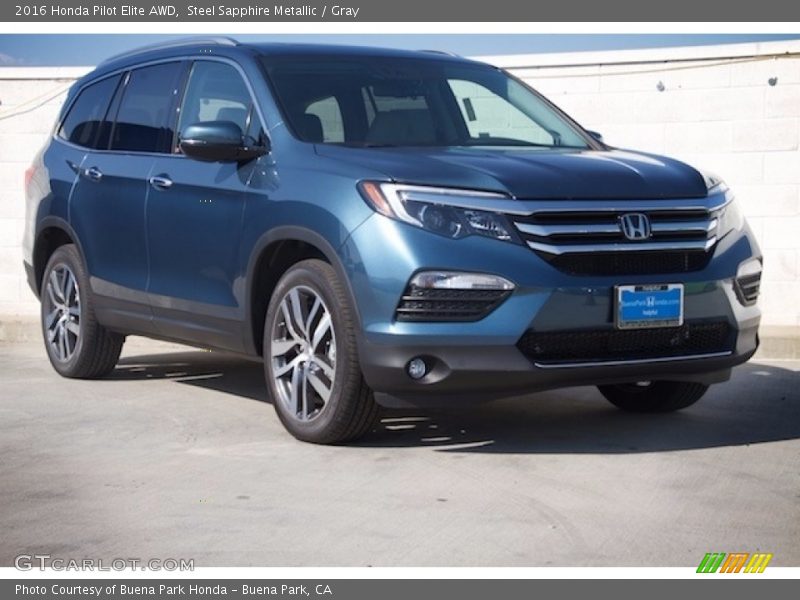 Steel Sapphire Metallic / Gray 2016 Honda Pilot Elite AWD