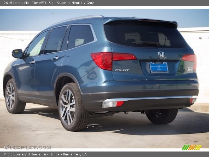 Steel Sapphire Metallic / Gray 2016 Honda Pilot Elite AWD