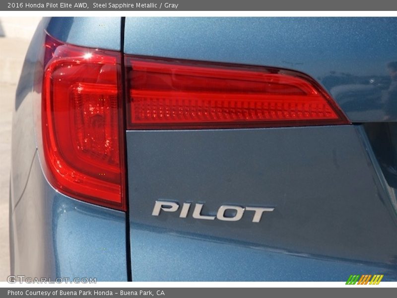 Steel Sapphire Metallic / Gray 2016 Honda Pilot Elite AWD