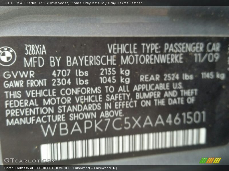 Space Gray Metallic / Gray Dakota Leather 2010 BMW 3 Series 328i xDrive Sedan